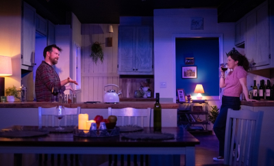(L to R) Sam Fain and Ksa Curry in POOR BEHAVIOR from Oil Lamp Theater, is now playing through May 10, at Oil Lamp Theater, 1723 Glenview Road.