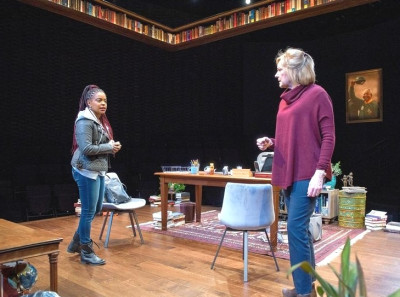 Ayanna Bria Bakari and Mary Beth Fisher in "The Niceties" at Writers Theatre