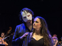 Caden Cole as The Phantom/Eric (left), and Emily Lewis (right) as Christine in BrightSide Theatre's 'Phantom in Concert' at Madden Theatre.
