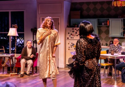 (from left) Steve McDonagh, Kelsey MacDonald and Colette Todd in The Drowsy Chaperone at Theo Ubique Cabaret Theatre.