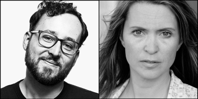 Pictured (left to right) Heroes of the Fourth Turning playwright Will Arbery and director dado.