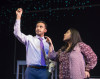 Priya Mohanty is Samantha and Adam Poss is Arvind in Madhuri Shekar’s Queen, playing at Victory Gardens Theatre.