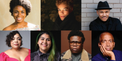 Photo: Gabrielle Randle-Bent (Joe Mazza), Avery Willis Hoffman (Joe Mazza), Ron OJ Parson, Wendy Mateo, Denise Yvette Serna, avery r. young (Sulyiman Stokes), and Timothy Douglas (D'Ambrose Boyd).
