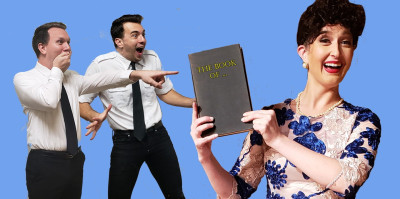 (left to right) Danny Ferenczi, Alex Iacobucci and Julie Peterson as Ethel Merman in 'The Book of Merman' at Skokie Theatre