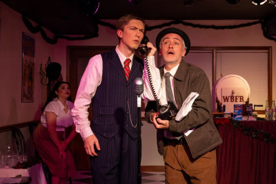 (L to R) Carolyn Plurad, Nathaniel Thomas and Corey L. Mills in IT’S A WONDERFUL LIFE: A LIVE RADIO PLAY from Oil Lamp Theater, now playing through December 28.