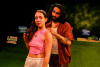 Jamie Herb is Becca and arsh Gagoomal is Mo in Jackalope Theatre Company's "Neighborhood Watch, running at the Broadway Armory in Chicago through June 28.