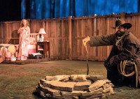 Ensemble member Caroline Neff (Mae) and Gabriel Ruiz (Cowboy) in Steppenwolf’s Chicago premiere production of You Got Older by Clare Barron, directed by Jonathan Berry.
