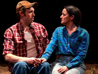 Cruz Gonzalez-Cadel as Val and Alex Goodrich as Frank in Caryl Curchill’s ‘Fen,’ at the Court Theatre through March 5.