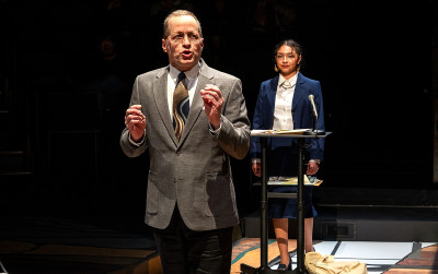 Tim Hopper and Leslie Sophia Pérez in "A Home What Howls" at Steppenwolf Theatre through March 2, 2024