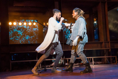 Heath Saunders (left) as Jesus and Ryan Shaw as Judas in Lyric's "Jesus Christ Superstar"